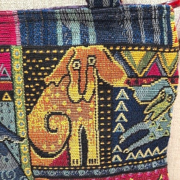 Laurel Burch Multicolor Tapestry Tote Bag Dog Cat Beads Sequins Shoulder Bag - Picture 7 of 14